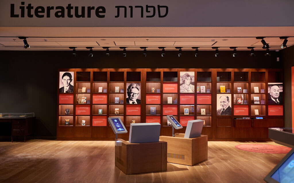 Jewish writers, a section in the The Mosaic, the first gallery of the newly refurbished ANU Museum of the Jewish People, which reopened in Tel Aviv on March 10, 2021 (Courtesy Shahar and Ziv Katz)