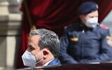 Abbas Araghchi, political deputy at the Iranian foreign ministry, arrives at the Grand Hotel in Vienna on April 6, 2021, where diplomats of the EU, China, Russia and Iran will hold nuclear talks. (Joe Klamar/AFP)
