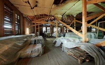 A photo taken on April 9, 2021 shows the interior of a former canteen building of SS guards at the former Nazi Germany death camp Auschwitz-Birkenau, in Oswiecim, Poland (BARTOSZ SIEDLIK / AFP)