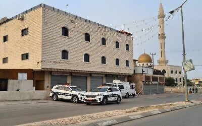 Illustrative: Police units in the Bedouin city of Rahat after a shooting incident, April 8, 2021. (Israel Police)