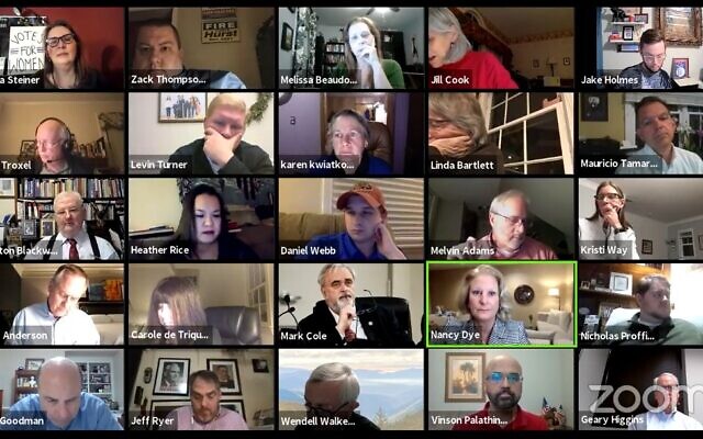 The Virginia Republican Party State Central Committee votes on a number of measures at a virtual meeting, including a vote on whether to allow a religious exemption for Saturday convention voting, April 22, 2021. (Facebook) The Virginia Republican Party State Central Committee votes on a number of measures at a virtual meeting, including a vote on whether to allow a religious exemption for Saturday convention voting, April 22, 2021. (Facebook)