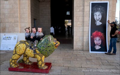 Photographic portraits of Holocaust survivors, part of The Lonka Project exhibit in Safra Square in Jerusalem, opening April 8, 2021, Yom HaShaoh, Heroes and Martyrs Remembrance Day (Courtesy The Lonka Project)