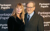 Steven Spielberg, right, and his wife Kate Capshaw pose for photographers on arrival at the French premiere of the film 'The Post' in Paris, France, January 13, 2018. (AP Photo/Michel Euler)