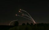 The Israeli air defense system, Iron Dome, takes out rockets fired from Gaza near Sderot, Israel, on May 4, 2019. (AP Photo/ Ariel Schalit, File)