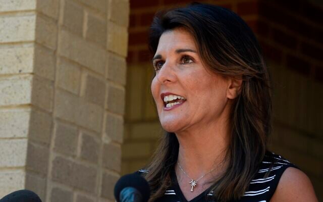 Former South Carolina Gov. Nikki Haley speaks with reporters after a tour of the campus of South Carolina State University on Monday, April 12, 2021, in Orangeburg, S.C. Haley, often mentioned as a possible 2024 GOP presidential contender, said Monday that she would not seek her party's nomination if former President Donald Trump opts to run a second time. (AP Photo/Meg Kinnard) Former South Carolina Gov. Nikki Haley speaks with reporters after a tour of the campus of South Carolina State University on Monday, April 12, 2021, in Orangeburg, S.C. Haley, often mentioned as a possible 2024 GOP presidential contender, said Monday that she would not seek her party's nomination if former President Donald Trump opts to run a second time. (AP Photo/Meg Kinnard)