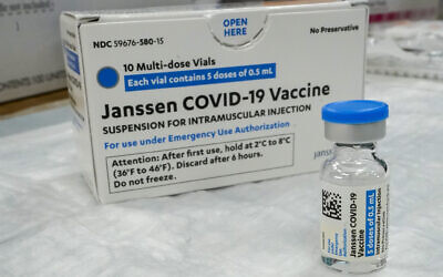 In this Thursday, April 8, 2021 file photo, the Johnson & Johnson COVID-19 vaccine sits on a table at a pop up vaccinations site the Albanian Islamic Cultural Center,  in the Staten Island borough of New York. (AP Photo/Mary Altaffer)