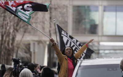 People cheer after a guilty verdict was announced at the trial of former Minneapolis police Officer Derek Chauvin for the 2020 death of George Floyd, April 20, 2021, in Minneapolis, Minnesota. (AP Photo/Morry Gash)