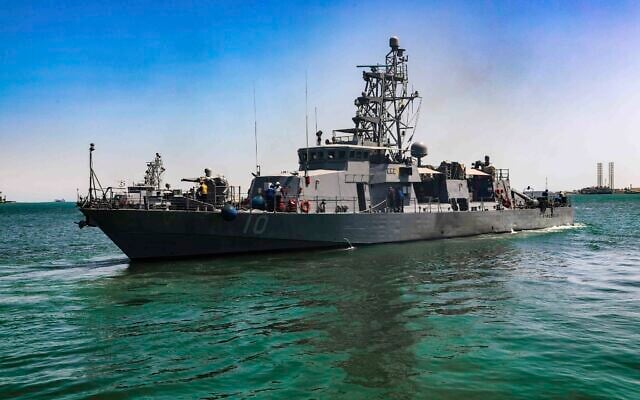 This April 14, 2020, photo provided by the US Army shows the USS Firebolt in Manama, Bahrain. (Spc. Cody Rich/U.S. Army via AP/ File)