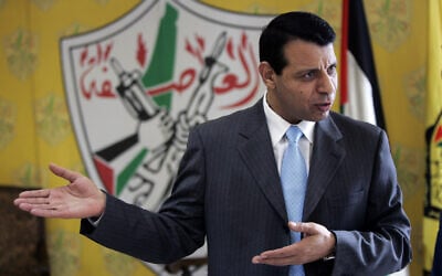 Then-Fatah leader Mohammed Dahlan gestures as he speaks during an interview with The Associated Press in his office in the West Bank city of Ramallah, January 3, 2011. (AP Photo/ Majdi Mohammed, File) Then-Fatah leader Mohammed Dahlan gestures as he speaks during an interview with The Associated Press in his office in the West Bank city of Ramallah, January 3, 2011. (AP Photo/ Majdi Mohammed, File)