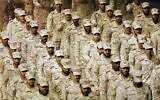 File: Saudi soldiers parade to mark Saudi Arabia's 89th National Day celebrations in Riyadh, Saudi Arabia, Sept. 21, 2019. (AP Photo/Amr Nabil)