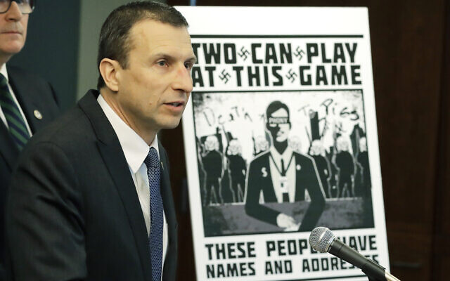 Raymond Duda, FBI Special Agent in Charge in Seattle, speaks as he stands next to a poster that was mailed earlier in the year to the home of Chris Ingalls, an investigative reporter with KING-TV in Seattle, Feb. 26, 2020, during a news conference in Seattle (AP Photo/Ted S. Warren) Raymond Duda, FBI Special Agent in Charge in Seattle, speaks as he stands next to a poster that was mailed earlier in the year to the home of Chris Ingalls, an investigative reporter with KING-TV in Seattle, Feb. 26, 2020, during a news conference in Seattle (AP Photo/Ted S. Warren)