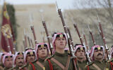 Illustrative: A Jordanian honor guard stands for review at the Royal Palace, in Amman, Jordan, March 2, 2020. (AP Photo/Raad Adayleh)
