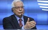European Union foreign policy chief Josep Borrell speaks during a media conference in Brussels, Monday, March 22, 2021 (Aris Oikonomou, Pool via AP)