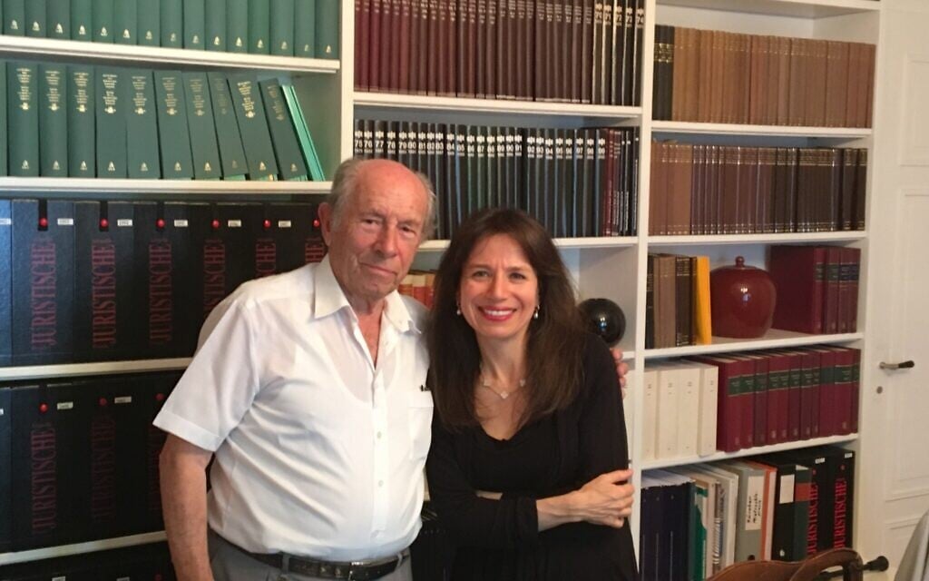 Anita Winter with Holocaust survivor Bronislav Erlich at the Gamaraal Foundation office. (Courtesy)
