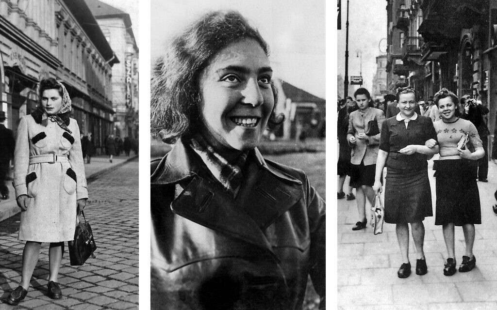 From left: Renia Kukiełka in Budapest, 1944. (Courtesy of Merav Waldman); Tosia Altman (Courtesy of Moreshet, Hashomer Hatzair Archives); Courier Hela Schüpper (left) and Akiva leader Shoshana Langer disguised as Christians on the Aryan side of Warsaw, June 26, 1943. (Courtesy of Ghetto Fighters’ House Museum, Photo Archive)