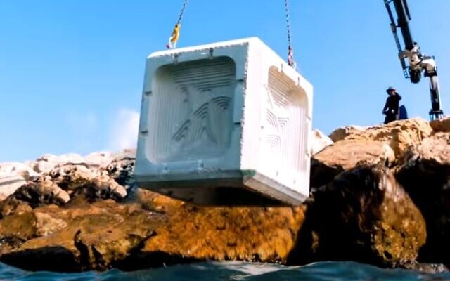 Instead of building concrete blocks, which are bad for marine ecology, damaging the fish, oyster and coral ecosystems, ECOncrete uses a technique known as bio-mimicry – concrete products which embed the shapes and textures of natural systems (YouTube screenshot) Instead of building concrete blocks, which are bad for marine ecology, damaging the fish, oyster and coral ecosystems, ECOncrete uses a technique known as bio-mimicry – concrete products which embed the shapes and textures of natural systems (YouTube screenshot)