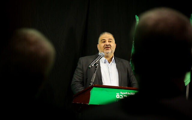 Ra'am party leader Mansour Abbas speaks during a press conference in Nazareth, April 1, 2021. (David Cohen/Flash90) Ra'am party leader Mansour Abbas speaks during a press conference in Nazareth, April 1, 2021. (David Cohen/Flash90)