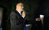 New Hope leader Gideon Sa'ar at a party event in Moshav Azaria, April 4, 2021. (Flash90)