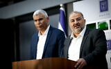Mansour Abbas, head of the Ra'am party, gives a press statement after meeting with President Reuven Rivlin at the President's House in Jerusalem on April 5, 2021. (Yonatan Sindel/Flash90)