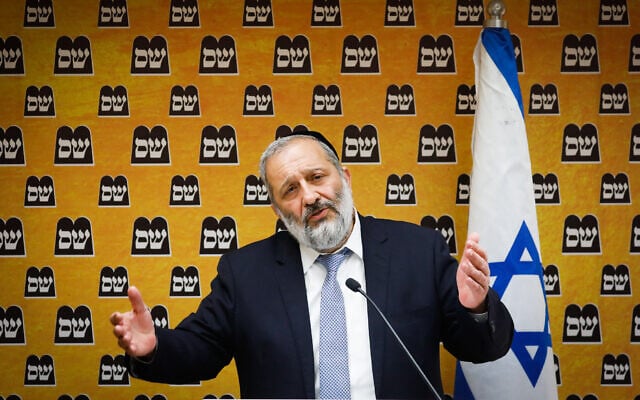 Shas party leader Aryeh Deri leads a Shas faction meeting at the Knesset, in Jerusalem on April 19, 2021. (Olivier Fitoussi/ Flash90) Shas party leader Aryeh Deri leads a Shas faction meeting at the Knesset, in Jerusalem on April 19, 2021. (Olivier Fitoussi/ Flash90)