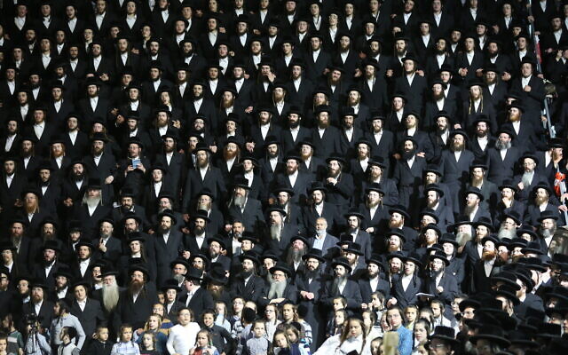 Ultra-Orthodox Jews at Meron ahead of the Jewish holiday of Lag b'Omer, April 28, 2021 (David Cohen/FLASH90)