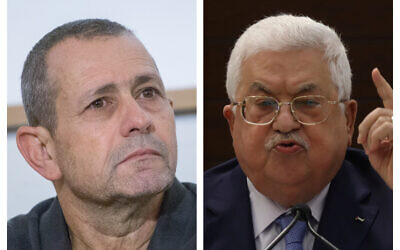 (L) Shin Bet head Nadav Argaman (Miriam Alster/Flash90) and (R) Palestinian Authority President Mahmoud Abbas (Alaa Badarneh/Pool Photo via AP)