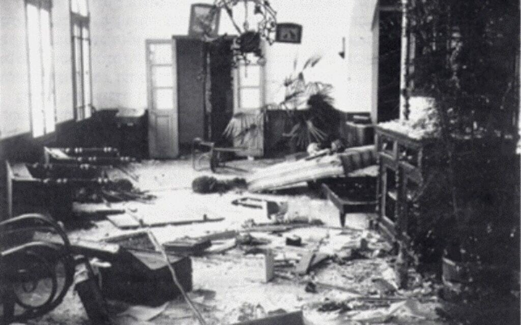 Damage to a home in the city of Hadera caused during the 1921 riots. (Public domain)