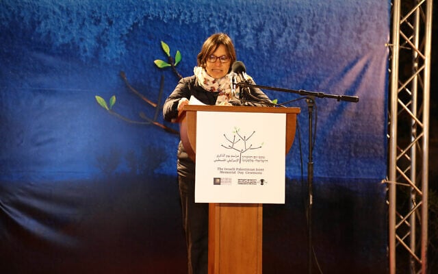 Bereaved Israeli Tamar Pikes, whose brother and father both died while serving in the Israel Defense Forces, speaks at the Joint Israeli-Palestinian memorial ceremony near Bethlehem on Tuesday, April 13, 2021 (Credit: Ghassan Bannoura/Combatants For Peace) Bereaved Israeli Tamar Pikes, whose brother and father both died while serving in the Israel Defense Forces, speaks at the Joint Israeli-Palestinian memorial ceremony near Bethlehem on Tuesday, April 13, 2021 (Credit: Ghassan Bannoura/Combatants For Peace)