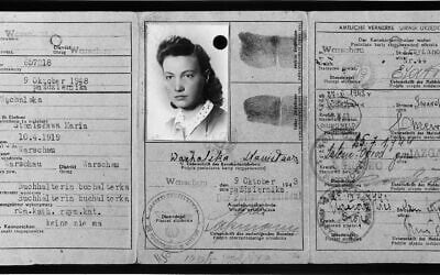 Vladka Meed’s false identification card, issued in the name of Stanisława Wąchalska, 1943. (Courtesy, Benjamin Meed/ United States Holocaust Memorial Museum)