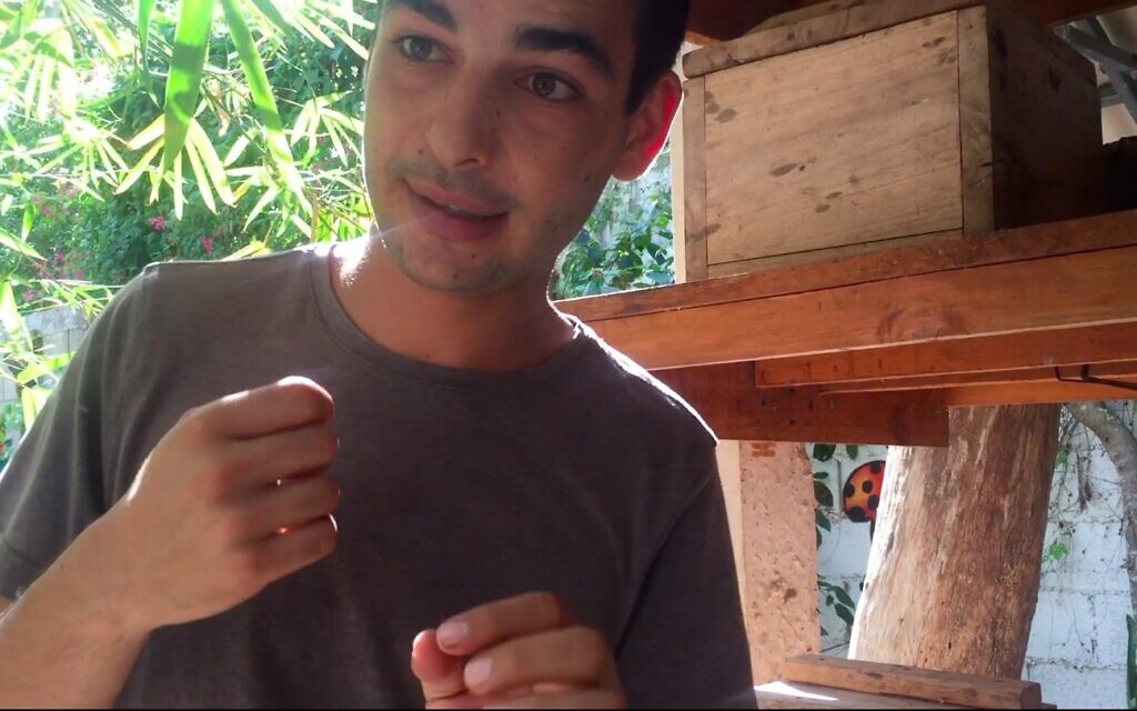 Nataniel Sagi discusses the bee species he keeps at his sanctuary on Cozumel Island in Mexico, March 2021. (Julie Masis)