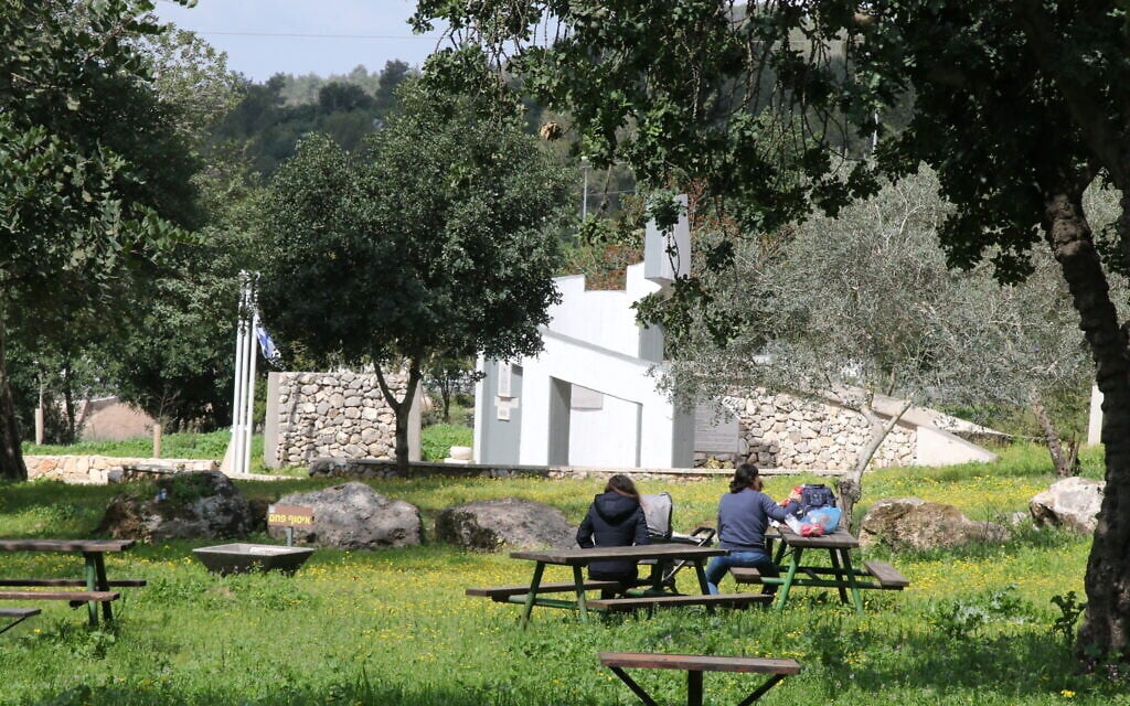 People enjoying the picnic grounds at the Mahal memorial for foreign volunteers of the Israel Defense Forces. (Shmuel Bar-Am)