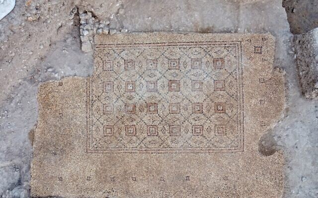 1,600-year-old mosaic uncovered during archaeological excavations in Yavne (Assaf Peretz/Israel Antiquities Authority) 1,600-year-old mosaic uncovered during archaeological excavations in Yavne (Assaf Peretz/Israel Antiquities Authority)