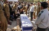 Mourners attend the funeral of Israeli soldier Omer Tabib, 21, in Elyakim in northern Israel, on May 13, 2021. Tabib was killed when Palestinian terrorists in Gaza fired an anti-tank missile near the border. (JACK GUEZ / AFP)