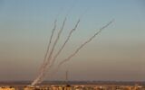 Rockets are launched towards Israel from Rafah, in the southern the Gaza Strip, controlled by the Palestinian Hamas terror group, on May 15, 2021. (Said KHATIB / AFP)