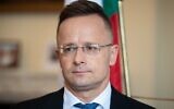 Hungary's Foreign Minister Peter Szijjarto answers journalists' questions during an interview at the Hungarian Embassy in Paris on May 18, 2021. (BERTRAND GUAY / AFP)