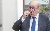 French Minister for Foreign Affairs Jean-Yves Le Drian speaks during a joint press conference with Irish Minister for Foreign Affairs Simon Coveney, at Farmleigh House and Estate in Dublin on May 20, 2021. (PAUL FAITH / AFP)