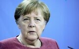 German Chancellor Angela Merkel attends a press conference in the chancellery in Berlin, Germany, on May 21, 2021. (Michael Sohn/Pool/AFP)