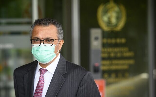 The Director General of the World Health Organization (WHO) Tedros Adhanom Ghebreyesus waits for the Swiss interior and health minister for a bilateral meeting on the sideline of the opening of the 74th World Health Assembly at the WHO headquarters, in Geneva, on May 24, 2021. (Photo by LAURENT GILLIERON / POOL / AFP) The Director General of the World Health Organization (WHO) Tedros Adhanom Ghebreyesus waits for the Swiss interior and health minister for a bilateral meeting on the sideline of the opening of the 74th World Health Assembly at the WHO headquarters, in Geneva, on May 24, 2021. (Photo by LAURENT GILLIERON / POOL / AFP)