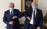 Yesh Atid chairman Yair Lapid with President Reuven rivlin on July 8, 2020. (Yair Lapid/Facebook)