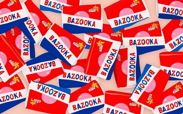 Bazooka bubble gum. (Design by Grace Yagel/ via JTA)