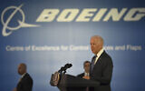 Illustrative: US Vice President Joe Biden addresses workers and staff after a tour of the Boeing Aerostructures Australia plant in Melbourne, Australia on July 18, 2016. (Paul Crock/Pool Photo via AP)