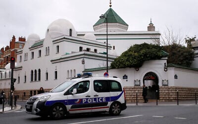 Illustrative: A police car drives past the Grand Mosque in Paris, Friday, March 15, 2019. (AP Photo/Francois Mori) Illustrative: A police car drives past the Grand Mosque in Paris, Friday, March 15, 2019. (AP Photo/Francois Mori)