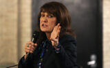 Democrat Marie Newman during an election campaign event in the Archer Heights neighborhood of Chicago, March 9, 2020. (Charles Rex Arbogast/AP)