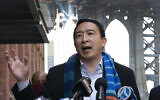 In this March 11, 2021 file photo, Democratic mayoral candidate Andrew Yang holds a news conference in the Dumbo neighborhood of New York.  AP Photo/Mark Lennihan)