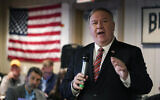 Former US Secretary of State Mike Pompeo speaks at the West Side Conservative Club in Urbandale, Iowa, March 26, 2021. (Charlie Neibergall/AP)