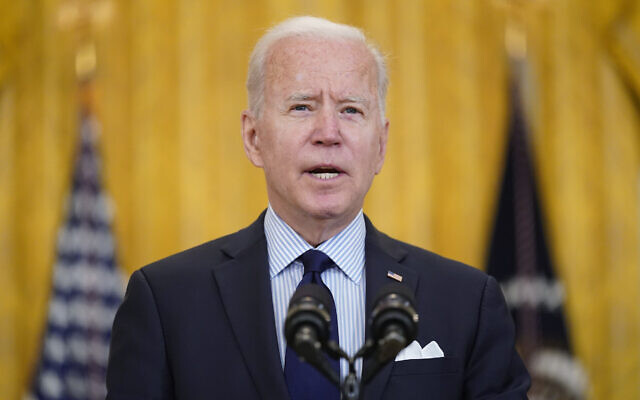 US President Joe Biden speaks in the East Room of the White House, May 7, 2021, in Washington. (AP Photo/Patrick Semansky) US President Joe Biden speaks in the East Room of the White House, May 7, 2021, in Washington. (AP Photo/Patrick Semansky)