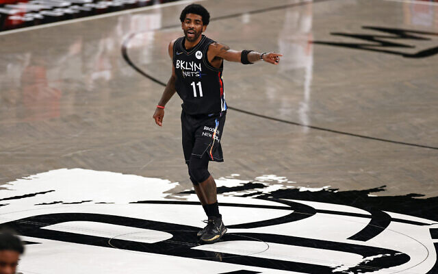 Brooklyn Nets guard Kyrie Irving reacts against the Chicago Bulls during the second half of an NBA basketball game on May 15, 2021, in New York. (AP /Adam Hunger) Brooklyn Nets guard Kyrie Irving reacts against the Chicago Bulls during the second half of an NBA basketball game on May 15, 2021, in New York. (AP /Adam Hunger)