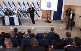 In this May 19, 2021, photo, Prime Minister Benjamin Netanyahu speaks during a briefing to ambassadors to Israel at the Hakirya military base in Tel Aviv, Israel. (AP Photo/Sebastian Scheiner, Pool, File)