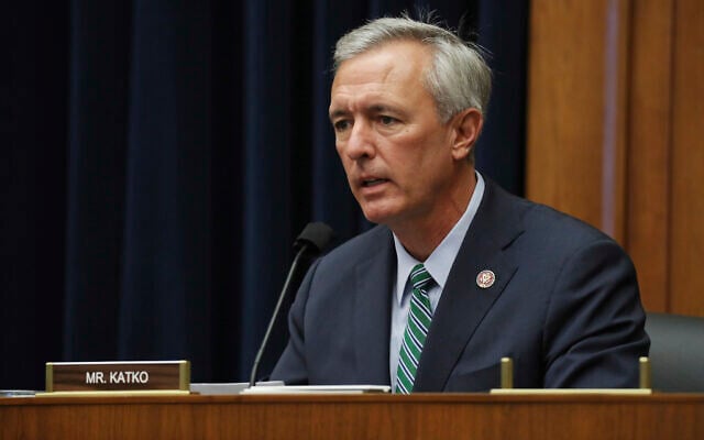US Rep. John Katko questions witnesses during a House Committee on Homeland Security hearing on Capitol Hill Washington, September 20, 2020.  (Chip Somodevilla/Pool via AP)