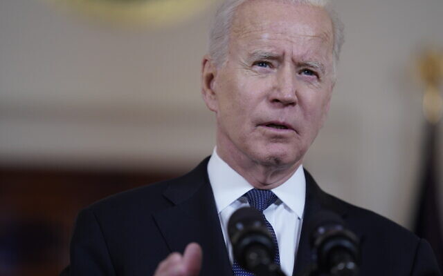 President Joe Biden speaks about a cease-fire between Israel and Hamas, in the Cross Hall of the White House, May 20, 2021, in Washington. (AP Photo/Evan Vucci) President Joe Biden speaks about a cease-fire between Israel and Hamas, in the Cross Hall of the White House, May 20, 2021, in Washington. (AP Photo/Evan Vucci)